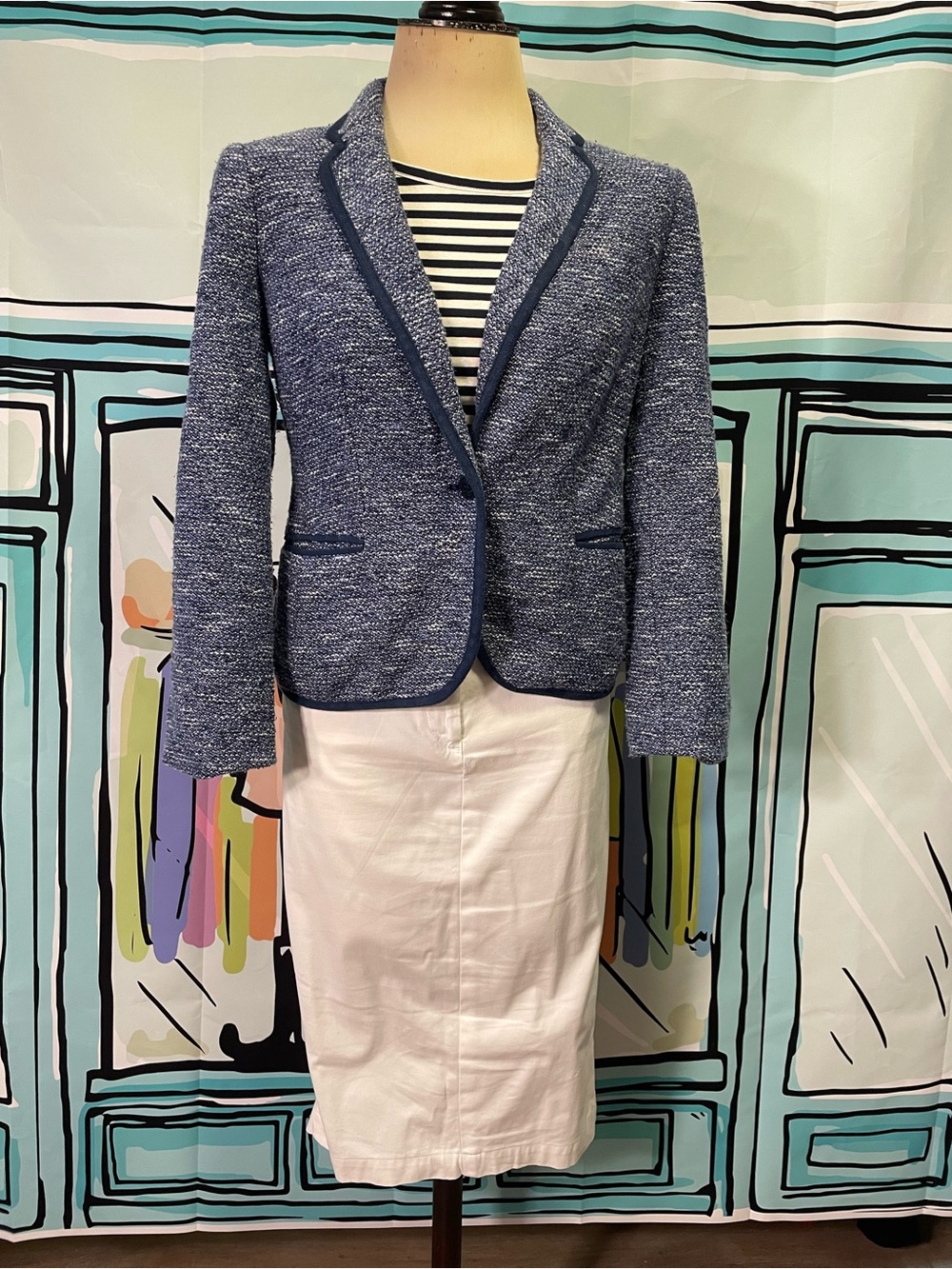 Talbots Navy Heathered Knit Blazer
